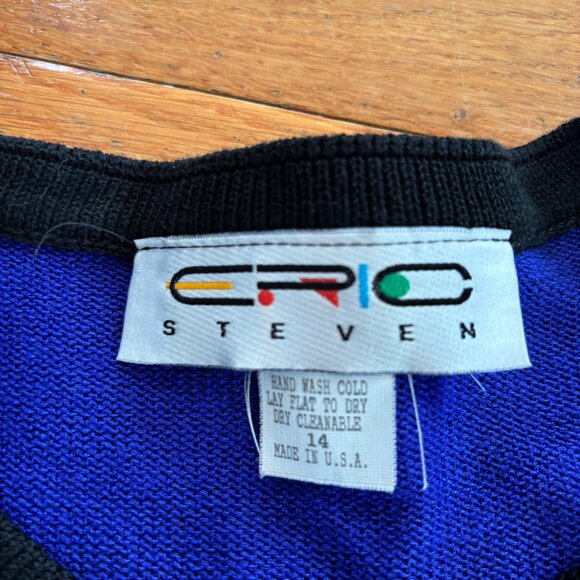 VTG Eric Steven Sweater Womens 14 Geometric Colorblock Button‎ Cardigan USA 90's - Picture 5 of 7